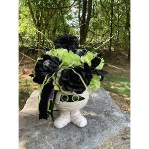 Halloween Handmade Floral Mummy Arrangement Centerpiece Table Decor NEW